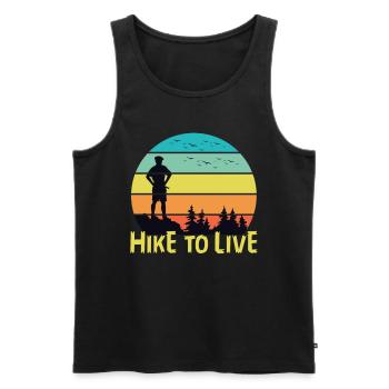 Hike To Live - Men's Premium Organic Tank Top - black - Front - AI Model Male 178 light (178cm)