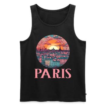 Paris Eiffelturm Bonjour Souvenirs - Männer Premium Bio Tank Top - Schwarz - Vorne - Michal (187cm)