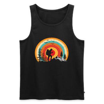 Alpinisme Vintage Rétro Alpinisme Montagnes - Débardeur bio Premium Homme - noir - Devant - Michal (187cm)