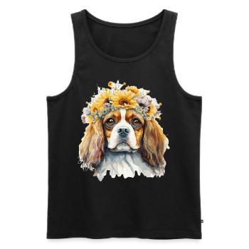 Cavalier King Charles Épagneul Race de chien de tournesol - Débardeur bio Premium Homme - noir - Devant - Michal (187cm)