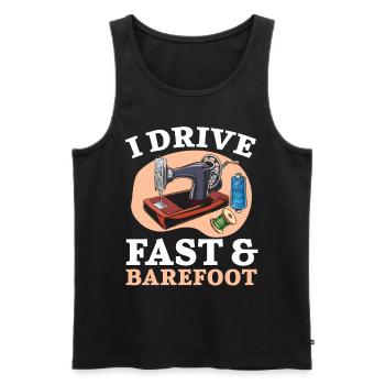 I drive fast and barefoot crochet sewing - Men's Premium Organic Tank Top - black - Front - AI Model Male 178 light (178cm)