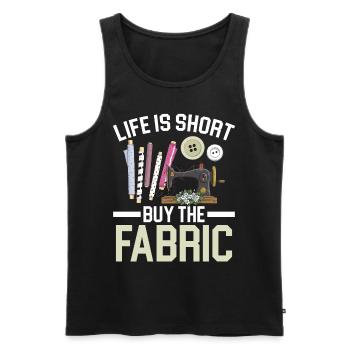 La vie est courte Acheter le tissu Couture au crochet - Débardeur bio Premium Homme - noir - Devant - Michal (187cm)