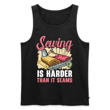 Sewing is harder than it seems Crochet sewing - Men's Premium Organic Tank Top - black - Front - Michal (187cm)