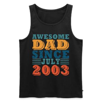 Père Juillet 2003 Vintage Anniversaire Papa Disant 20 - Débardeur bio Premium Homme - noir - Devant - Michal (187cm)