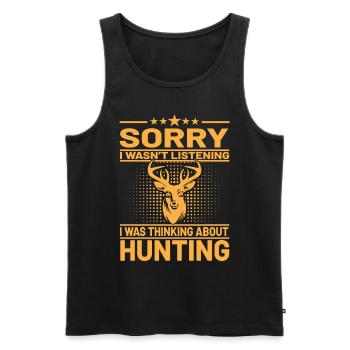 Chasse, chasseurs, chasse au cerf, chasse, dictons - Débardeur bio Premium Homme - noir - Devant - Michal (187cm)