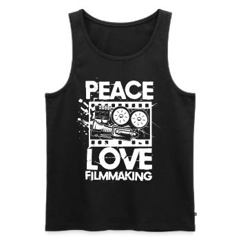Peace Love Filmmaking für einen Filmemacher - Männer Premium Bio Tank Top - Schwarz - Vorne - Michal (187cm)