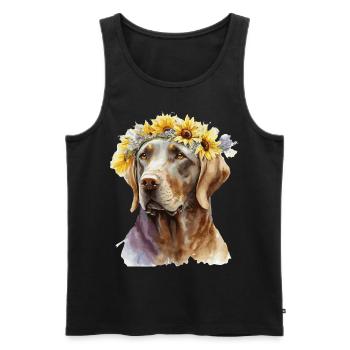 Mignon Labrador Retriever Sunflower Dog Breed Pet Pu - Débardeur bio Premium Homme - noir - Devant - AI Model Male 178 light (178cm)