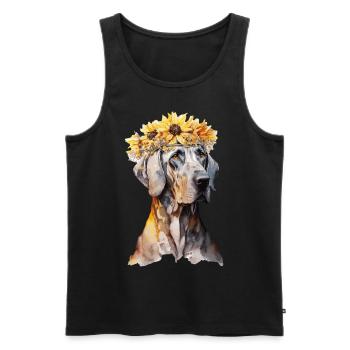 Watercolor Great Dane Sunflower Dog Breed Pet Pupp - Men's Premium Organic Tank Top - black - Front - Michal (187cm)