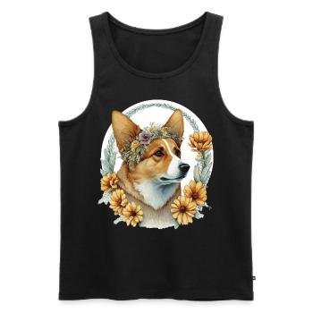 Watercolor Pembroke Welsh Corgi Sunflower Dog Bree - Männer Premium Bio Tank Top - Schwarz - Vorne - Michal (187cm)