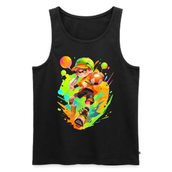 Table de baby-foot de dessin animé cool dans le style de jeu de street art - Débardeur bio Premium Homme - noir - Devant - AI Model Male 178 light (178cm)