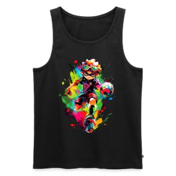 Street Art Gaming Magic avec Cartoon Soccer Player - Débardeur bio Premium Homme - noir - Devant - Michal (187cm)