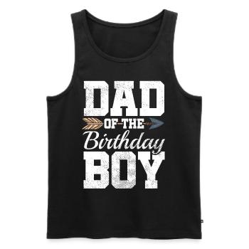 Papa du garçon d’anniversaire - Débardeur bio Premium Homme - noir - Devant - Michal (187cm)