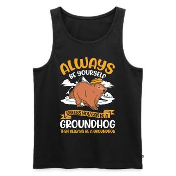 Murmeltier Groundhog Marmot Waldmurmeltier - Männer Premium Bio Tank Top - Schwarz - Vorne - AI Model Male 178 light (178cm)