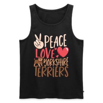 Peace Love Yorkshire Terrier Yorkshire Terrier - Débardeur bio Premium Homme - noir - Devant - AI Model Male 178 light (178cm)