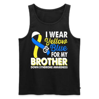 Wear yellow-blue for Month of Consciousness - Men's Premium Organic Tank Top - black - Front - AI Model Male 178 light (178cm)