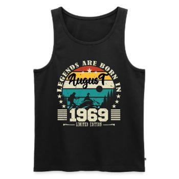 August 1969. Geburtstagsgeschenk August 1969. August - Männer Premium Bio Tank Top - Schwarz - Vorne - AI Model Male 178 light (178cm)