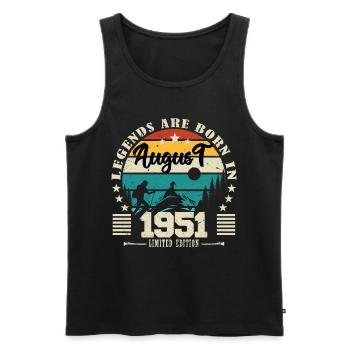 August 1951. Geburtstagsgeschenk August 1951. August - Männer Premium Bio Tank Top - Schwarz - Vorne - Michal (187cm)