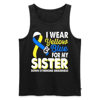 Wear yellow blue for Sister Down Syndrome - Men's Premium Organic Tank Top - black - Front - AI Model Male 178 light (178cm)