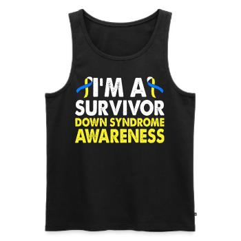Survivor Down Syndrome Awareness Month Gelb-blaues - Men's Premium Organic Tank Top - black - Front - Michal (187cm)