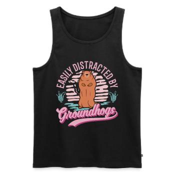 Murmeltier Groundhog Waldmurmeltier - Männer Premium Bio Tank Top - Schwarz - Vorne - AI Model Male 178 light (178cm)