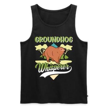 Groundhog Whisperer Groundhog Woodhog Marmot - Men's Premium Organic Tank Top - black - Front - AI Model Male 178 light (178cm)