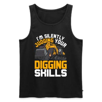 Baggerfahrer Silently Judging Your Digging Skills - Männer Premium Bio Tank Top - Schwarz - Vorne - Michal (187cm)