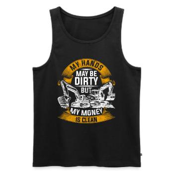 Baggerfahrer Hands My Be Dirty Money Is Clean - Männer Premium Bio Tank Top - Schwarz - Vorne - Michal (187cm)