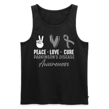 Frieden Liebe Heilung Parkinson Krankheit - Männer Premium Bio Tank Top - Schwarz - Vorne - Michal (187cm)