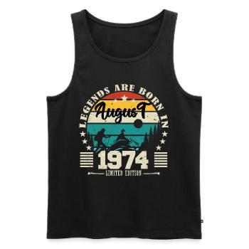 August 1974. Birthday gift August 1974. August - Men's Premium Organic Tank Top - black - Front - Michal (187cm)