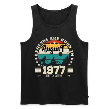 August 1977. Birthday gift August 1977. August - Men's Premium Organic Tank Top - black - Front - Michal (187cm)