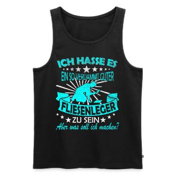 Fliesenleger Sprüche Spruch - Männer Premium Bio Tank Top - Schwarz - Vorne - Michal (187cm)