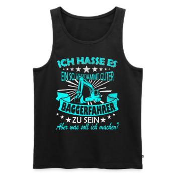 Baggerfahrer Spruch - Männer Premium Bio Tank Top - Schwarz - Vorne - Michal (187cm)