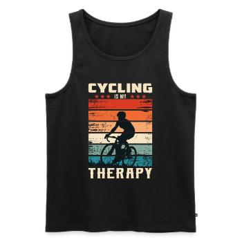 Cycling Is My Therapy - Men's Premium Organic Tank Top - black - Front - Michal (187cm)