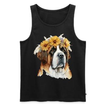 Cute St Bernard Sunflower Dog Breed Pet Puppy - Men's Premium Organic Tank Top - black - Front - Michal (187cm)
