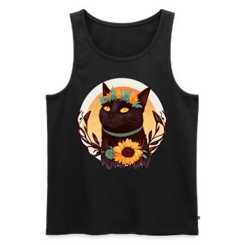 Watercolor Bombay Sunflower Cat Breed Pet Kitten - Men's Premium Organic Tank Top - black - Front - AI Model Male 178 light (178cm)