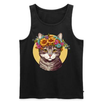 Cute American Wirehair Sunflower Cat Breed Pet Kit - Men's Premium Organic Tank Top - black - Front - Michal (187cm)
