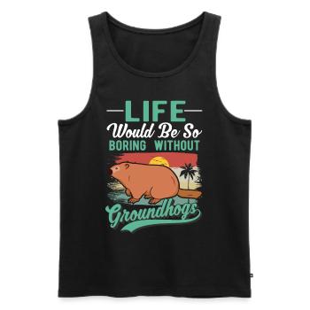 Murmeltier Groundhog Day Waldmurmeltier - Männer Premium Bio Tank Top - Schwarz - Vorne - AI Model Male 178 light (178cm)