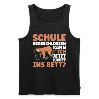 Schule abgeschlossen kann ich ins Bett - Männer Premium Bio Tank Top - Schwarz - Vorne - Michal (187cm)