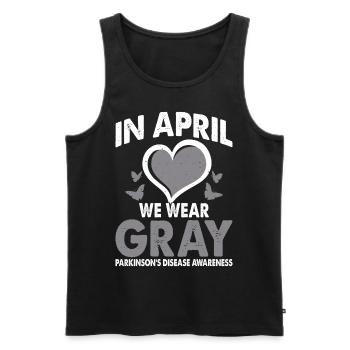 In April we carry the grey month of the - Men's Premium Organic Tank Top - black - Front - Michal (187cm)
