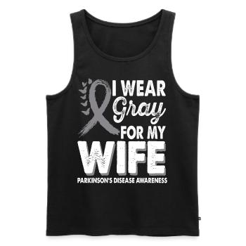 Wear gray for the month of enlightenment about - Men's Premium Organic Tank Top - black - Front - Michal (187cm)