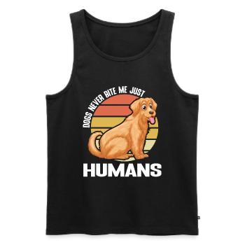 Les chiens ne me mordent jamais juste les humains - Débardeur bio Premium Homme - noir - Devant - Michal (187cm)