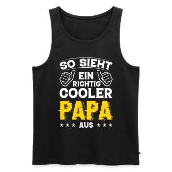 Papa Papa Geburtstag Papa Sprüche Bester Papa - Männer Premium Bio Tank Top - Schwarz - Vorne - Michal (187cm)