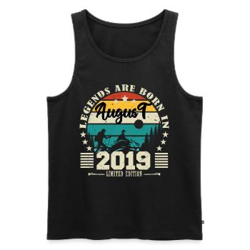 August 2019. Birthday gift August 2019. August - Men's Premium Organic Tank Top - black - Front - Michal (187cm)