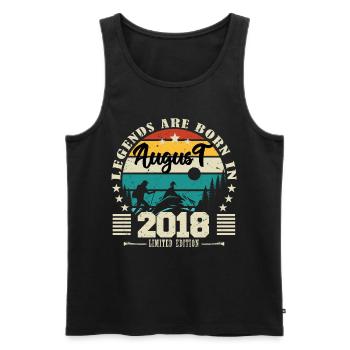 August 2018. Geburtstagsgeschenk August 2018. August - Männer Premium Bio Tank Top - Schwarz - Vorne - Michal (187cm)