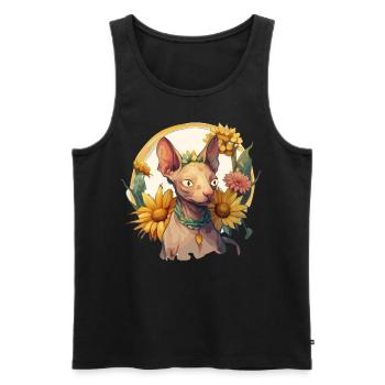 Cute Sphynx Sunflower Cat Breed Pet Kitten - Men's Premium Organic Tank Top - black - Front - AI Model Male 178 light (178cm)