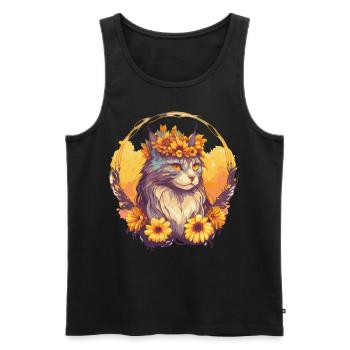 Cute Maine Coon Sunflower Cat Breed Pet Kitten - Men's Premium Organic Tank Top - black - Front - AI Model Male 178 light (178cm)