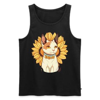 Cute Japanese Bobtail Sunflower Cat Breed Pet Kitt - Männer Premium Bio Tank Top - Schwarz - Vorne - Michal (187cm)