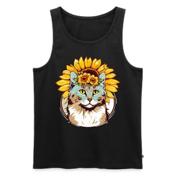 Watercolor La Perm Sunflower Cat Breed Pet Kitten - Men's Premium Organic Tank Top - black - Front - Michal (187cm)