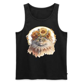 Cute Persian Sunflower Cat Breed Pet Kitten - Men's Premium Organic Tank Top - black - Front - AI Model Male 178 light (178cm)