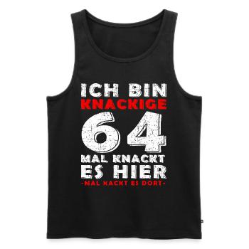Crisp 64 64th Birthday 64 Years Gift - Men's Premium Organic Tank Top - black - Front - AI Model Male 178 light (178cm)